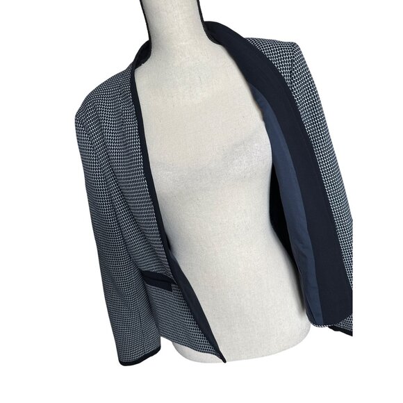 Hobbs Hounds Tooth Blazer Brianna Open Front Jacket Navy/White Defined Waist 12 - Picture 3 of 7
